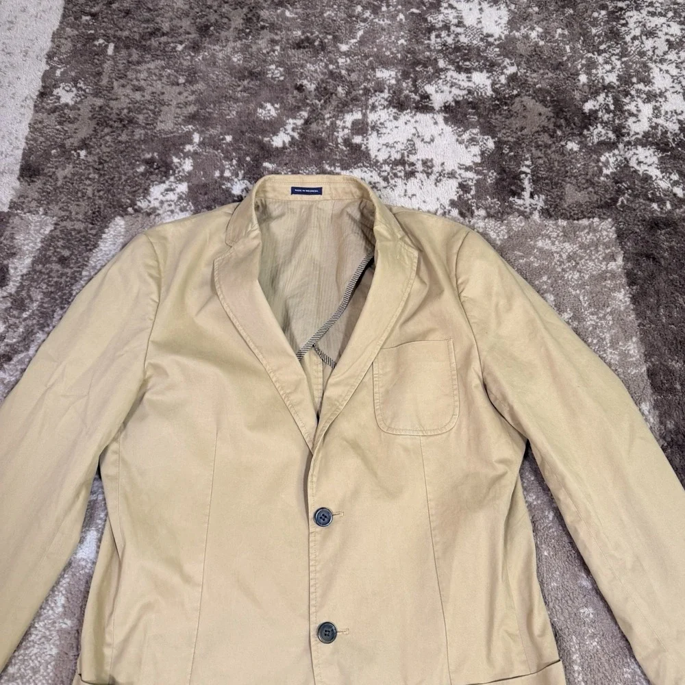 Stafford Sport Coat Mens 40L Slim Fit Unstructured‎ Khaki Blazer Casual Preppy